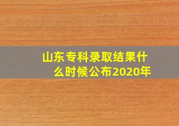 山东专科录取结果什么时候公布2020年