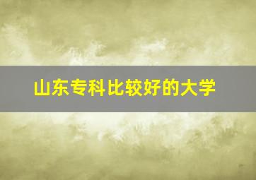 山东专科比较好的大学