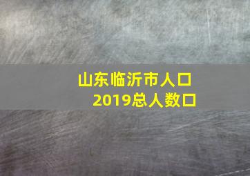 山东临沂市人口2019总人数口