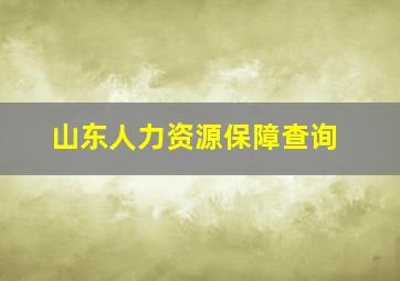 山东人力资源保障查询