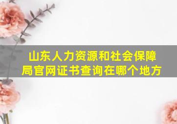 山东人力资源和社会保障局官网证书查询在哪个地方