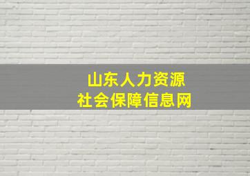 山东人力资源社会保障信息网