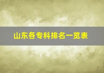 山东各专科排名一览表