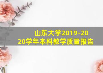 山东大学2019-2020学年本科教学质量报告