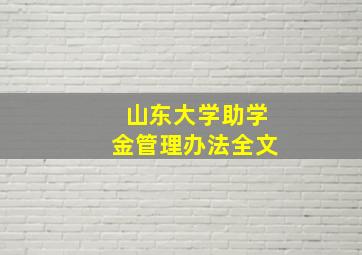 山东大学助学金管理办法全文