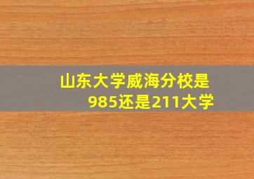 山东大学威海分校是985还是211大学