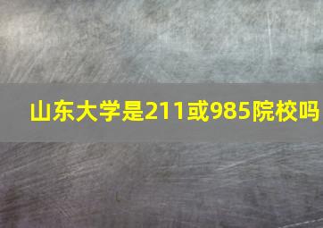 山东大学是211或985院校吗