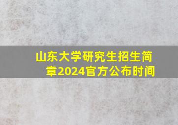 山东大学研究生招生简章2024官方公布时间