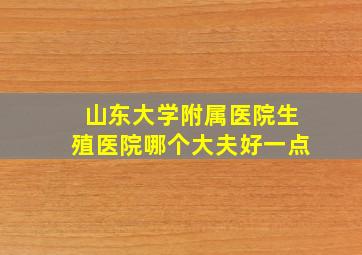 山东大学附属医院生殖医院哪个大夫好一点