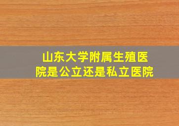 山东大学附属生殖医院是公立还是私立医院