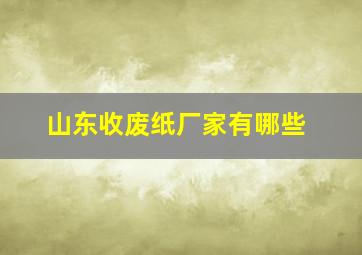 山东收废纸厂家有哪些