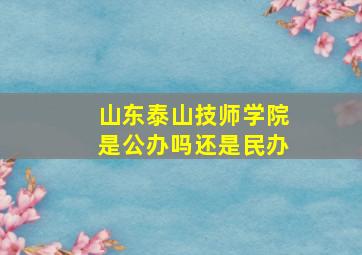 山东泰山技师学院是公办吗还是民办