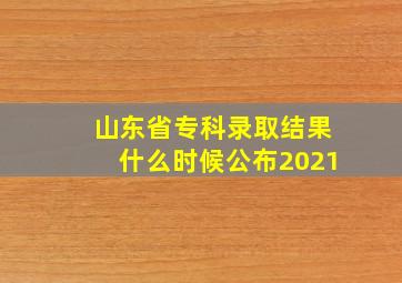 山东省专科录取结果什么时候公布2021