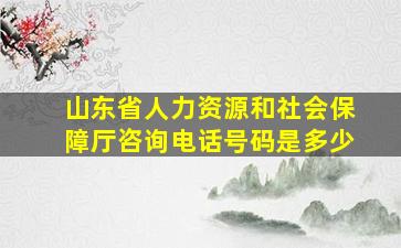 山东省人力资源和社会保障厅咨询电话号码是多少