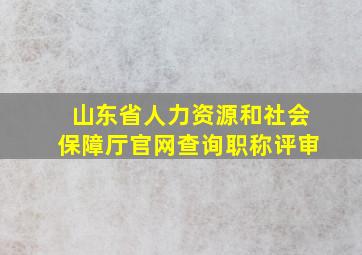 山东省人力资源和社会保障厅官网查询职称评审