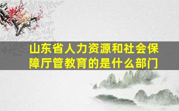 山东省人力资源和社会保障厅管教育的是什么部门