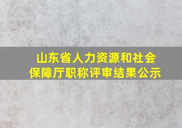 山东省人力资源和社会保障厅职称评审结果公示