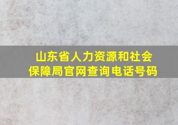 山东省人力资源和社会保障局官网查询电话号码