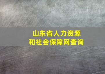 山东省人力资源和社会保障网查询