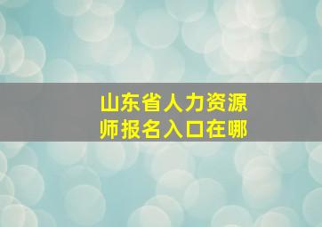 山东省人力资源师报名入口在哪