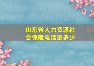 山东省人力资源社会保障电话是多少