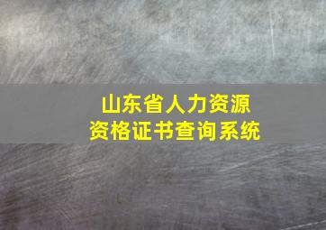 山东省人力资源资格证书查询系统