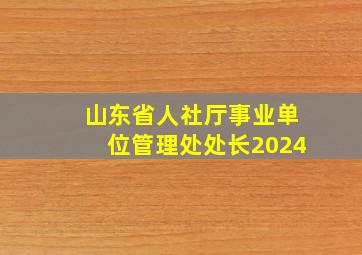 山东省人社厅事业单位管理处处长2024