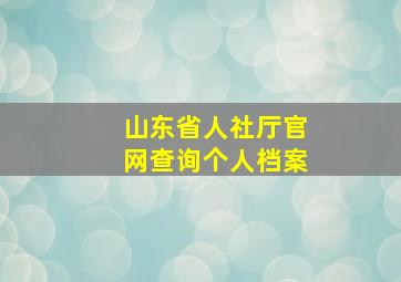 山东省人社厅官网查询个人档案