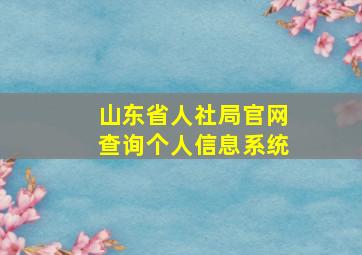 山东省人社局官网查询个人信息系统