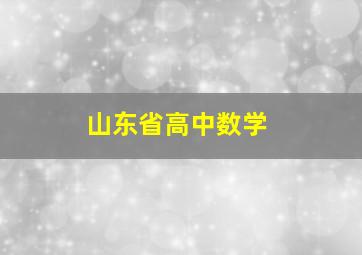 山东省高中数学