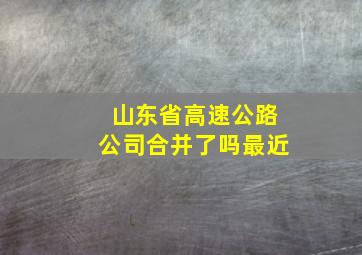 山东省高速公路公司合并了吗最近