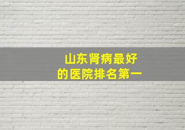 山东肾病最好的医院排名第一