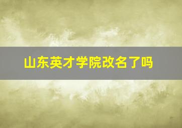 山东英才学院改名了吗