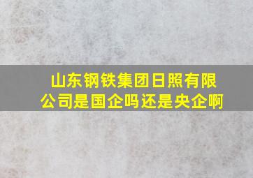 山东钢铁集团日照有限公司是国企吗还是央企啊