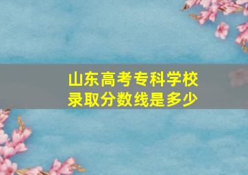 山东高考专科学校录取分数线是多少