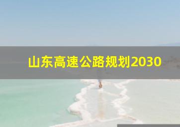 山东高速公路规划2030