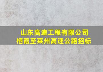 山东高速工程有限公司栖霞至莱州高速公路招标