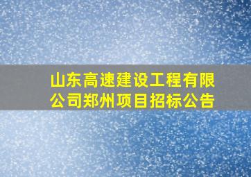 山东高速建设工程有限公司郑州项目招标公告