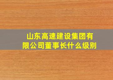 山东高速建设集团有限公司董事长什么级别