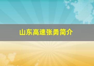 山东高速张勇简介