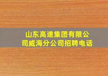 山东高速集团有限公司威海分公司招聘电话