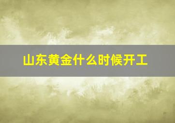 山东黄金什么时候开工