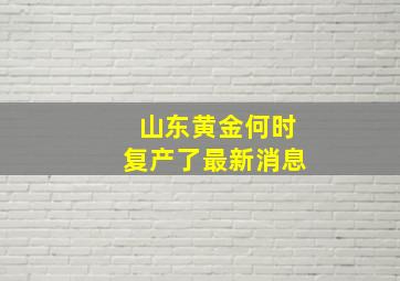 山东黄金何时复产了最新消息