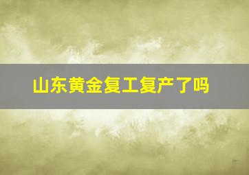 山东黄金复工复产了吗