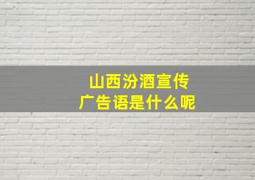 山西汾酒宣传广告语是什么呢