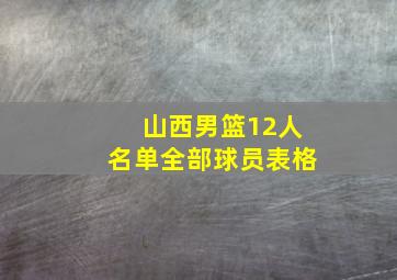 山西男篮12人名单全部球员表格