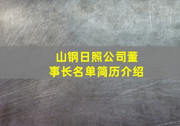 山钢日照公司董事长名单简历介绍