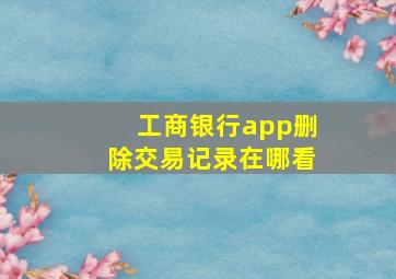 工商银行app删除交易记录在哪看