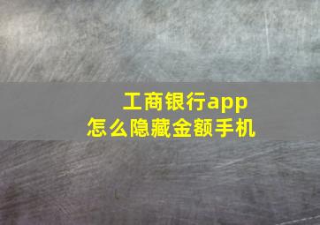 工商银行app怎么隐藏金额手机