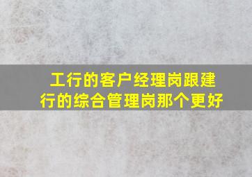 工行的客户经理岗跟建行的综合管理岗那个更好